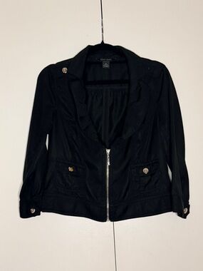White House Black Market Ruffle Collar Moto Jacket
